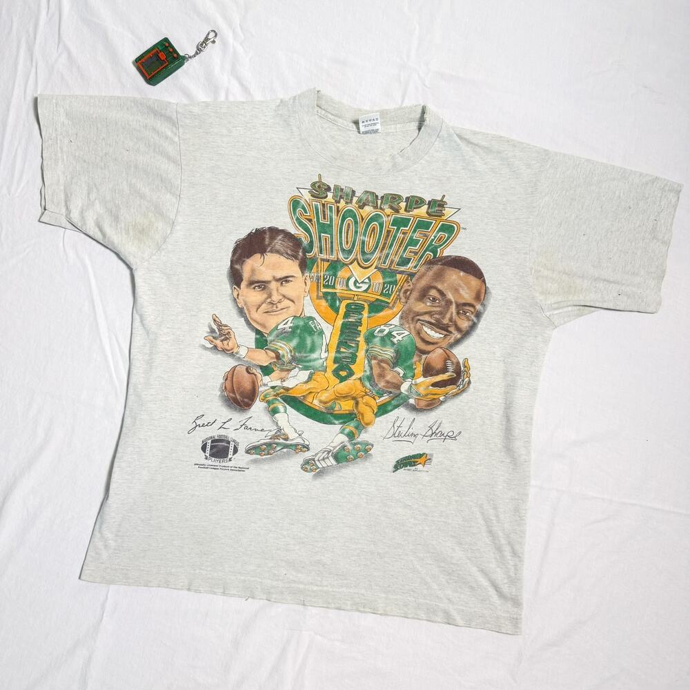 Vtg Green Bay Packers Brett Favre Sterling Sharpe T-Shirt - XL